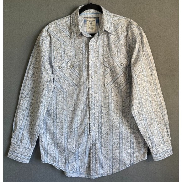 Panhandle Shirt Men Multicolor Paisley Rough Stock Diamond Pearl Button Up Casua - Picture 1 of 15